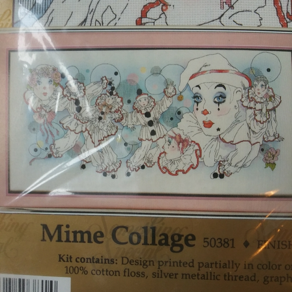 Cross Stitch Kit Mime Collage - NWT Vintage